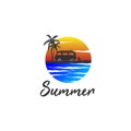 Summer sunset logo design vector Royalty Free Stock Photo