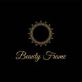Elegant and luxurious stylish gold frame, logo for cosmetics, jewelry, spa and beauty, vector design logo Royalty Free Stock Photo