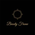 Elegant and luxurious stylish gold frame, logo for cosmetics, jewelry, spa and beauty, vector design logo
