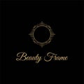 Elegant and luxurious stylish gold frame, logo for cosmetics, jewelry, spa and beauty, vector design logo Royalty Free Stock Photo