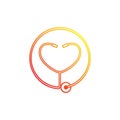 Heart stethoscope vector logotype. Linear medical logo design.