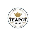 Vintage retro teapot logo design - illustration vector