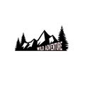 Mountain and pine trees logo design - vector illustration