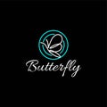 Beauty Flying Butterfly Stamp Label Logo