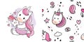 Cartoon cute sweet unicorn and star seamless pattern vector.