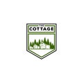 Pine Forest Cabin Camp Cottage Inn Villa Adventure Logo Design