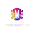 Modern Colorful Guitar World Music Day Logo Design Royalty Free Stock Photo