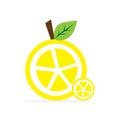Two fresh yellow lemon cute vector Royalty Free Stock Photo
