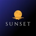 Simple Sunrise Sunset Moon Logo Design Vector Royalty Free Stock Photo