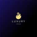 Golden Luxury Swan Goose Duck Logo Design Vector