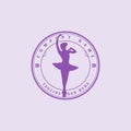 Vintage Woman Girl Female Ballerina Ballet Dancer Club Logo Design Vector