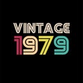 1979 vintage retro t shirt design, vector, black background
