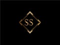 SS Initial diamond shape Gold color later Logo Design
