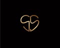 SS initial heart shape gold color later Logo Design