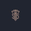 SS initial logo monogram with pillar style design for law firm and justice company