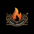 Vintage Retro Rustic Royal BBQ Grill, Barbecue, Barbeque Label Stamp Logo design vector