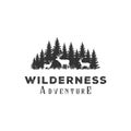 Deer and Pine Cedar Conifer Wilderness Adventure Logo Design Vector