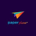 Colorful Modern Origami Paper Plane Flight Travel Message Logo Design