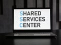 SSC Shared Services Center is shown using the text on the screen of laptop Royalty Free Stock Photo