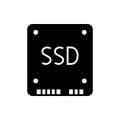 SSD card black icon on white background Royalty Free Stock Photo