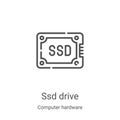 ssd drive icon vector from computer hardware collection. Thin line ssd drive outline icon vector illustration. Linear symbol for Royalty Free Stock Photo