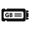 SSD gb memory icon simple vector. Product byte