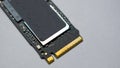 SSD hard drive NVMe 256GB isolated on a white background. Hard drive with m2 interface, with selective focus on the interface Royalty Free Stock Photo