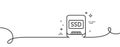 Ssd line icon. Computer memory component sign. Data storage. Continuous line with curl. Vector Royalty Free Stock Photo