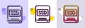 Ssd line icon. Computer memory component sign. Data storage. Halftone dotted pattern. Vector Royalty Free Stock Photo