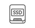 Ssd line icon. Computer memory component sign. Data storage. Vector Royalty Free Stock Photo