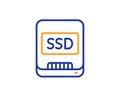 Ssd line icon. Computer memory component sign. Data storage. Vector Royalty Free Stock Photo