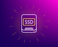 Ssd line icon. Computer memory component sign. Data storage. Vector Royalty Free Stock Photo
