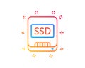 Ssd line icon. Computer memory component sign. Data storage. Vector Royalty Free Stock Photo