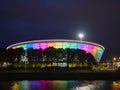 The SSE Hydro lit up after an Event, on one cloudy Summers night in Glasgow. Royalty Free Stock Photo