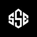 SSE letter logo design with polygon shape. SSE polygon and cube shape logo design. SSE hexagon vector logo template white and Royalty Free Stock Photo