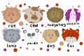 The sset with children animals for education, cards or games Royalty Free Stock Photo