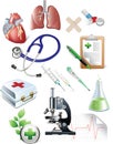 Sset of medicine objects. Royalty Free Stock Photo