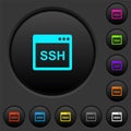 SSH client application dark push buttons with color icons