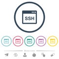 SSH client application flat color icons in round outlines