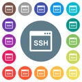 SSH client application flat white icons on round color backgrounds Royalty Free Stock Photo