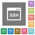 SSH client application square flat icons