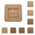 SSH client application wooden buttons Royalty Free Stock Photo