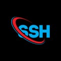 SSH logo. SSH letter. SSH letter logo design. Initials SSH logo linked with circle and uppercase monogram logo. SSH typography for Royalty Free Stock Photo