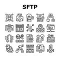 Ssh, Sftp File Transfer Protocol Icons Set Vector Royalty Free Stock Photo