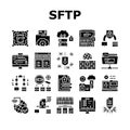 Ssh, Sftp File Transfer Protocol Icons Set Vector Royalty Free Stock Photo