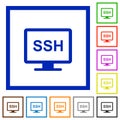 SSH terminal flat framed icons Royalty Free Stock Photo