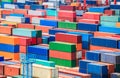 Sshipping container yard closeup Royalty Free Stock Photo