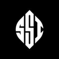 SSI circle letter logo design with circle and ellipse shape. SSI ellipse letters with typographic style. The three initials form a Royalty Free Stock Photo