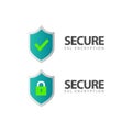 ssl certificate and secure encryption shield symbol logo design isolated