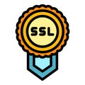 Ssl confirmation icon color outline vector